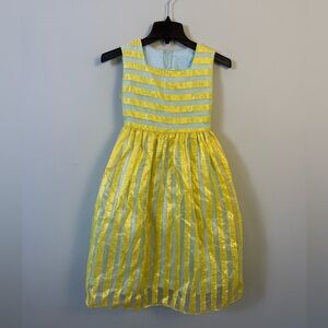 Girls Yellow Striped Dress Easter Size 11/12